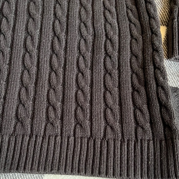 L.L. Bean Black V-Neck Cable Knit Sweater with 3/4 Sleeves size XL - Picture 7 of 14